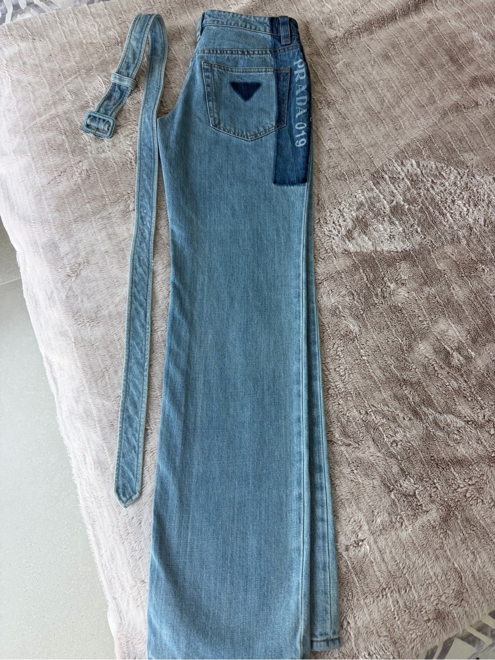 Prada  Rare Wide-Leg Denim Jeans with Removable Belt Limited edition